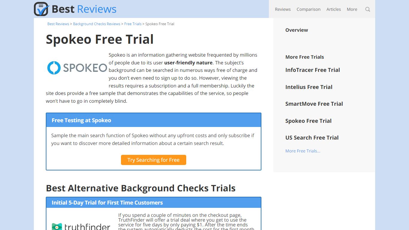 Spokeo Free Trial Accounts & Reports - Best Reviews